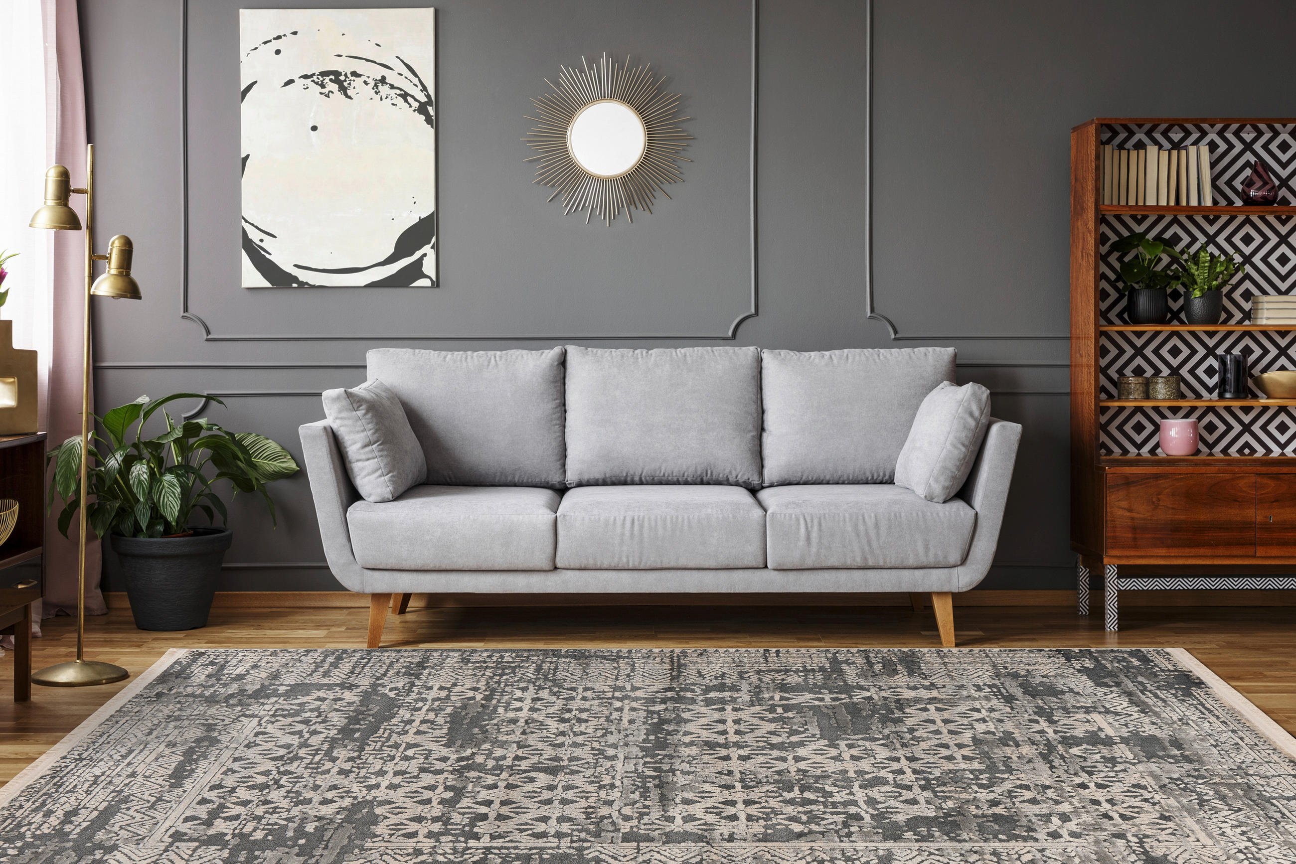 VINTAGE-TEPPICH 120/170 cm Adeon 300  - Grau, KONVENTIONELL, Naturmaterialien/Textil (120/170cm)