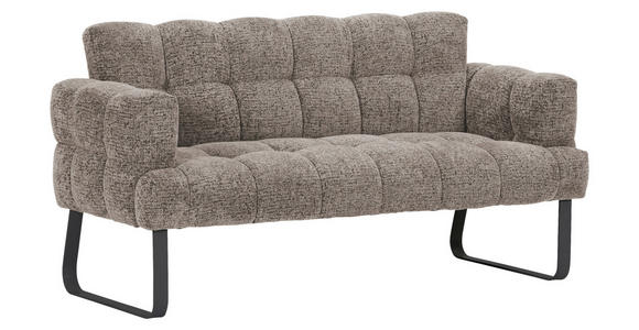 SITZBANK in Textil Graubraun  - Graubraun/Schwarz, Design, Textil/Metall (200/91/78cm) - Novel