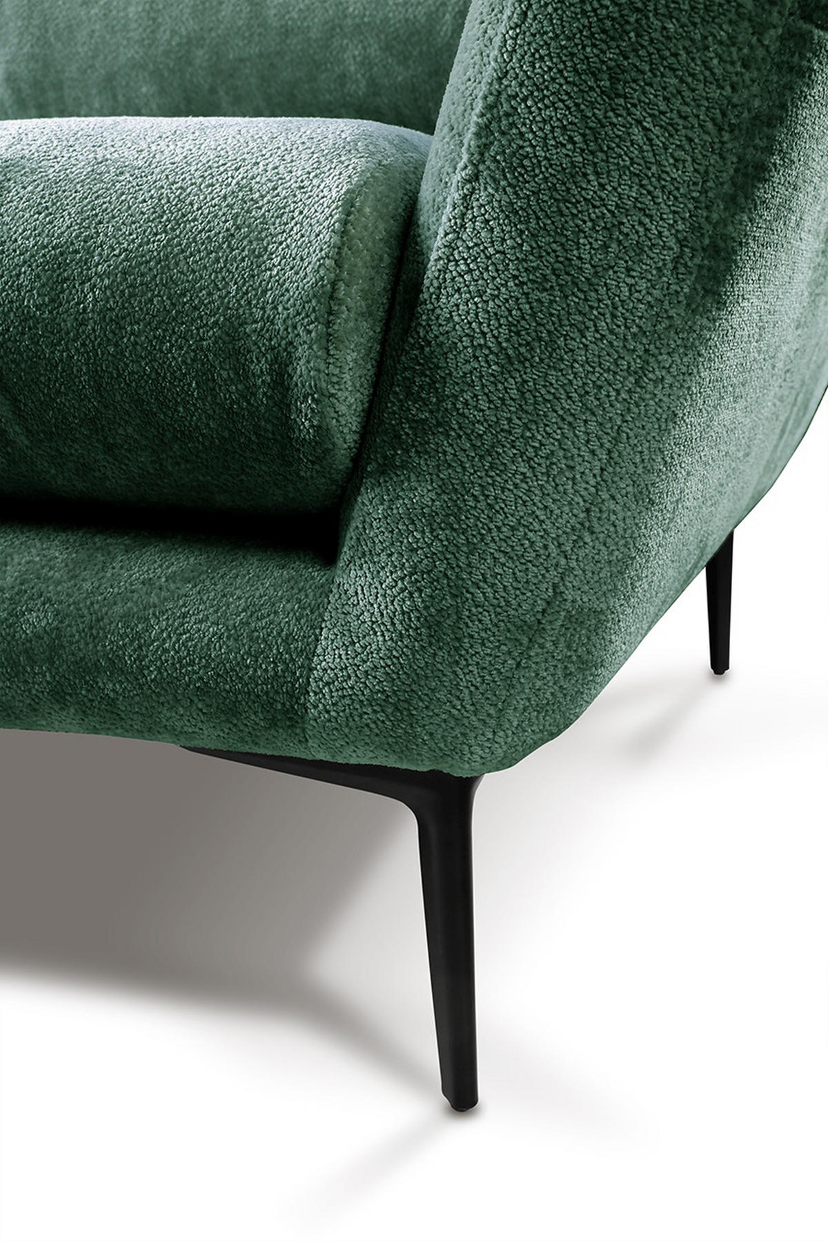 SOFA in Velours Grün  - Schwarz/Grün, Design, Textil/Metall (225/86/95cm) - MID.YOU