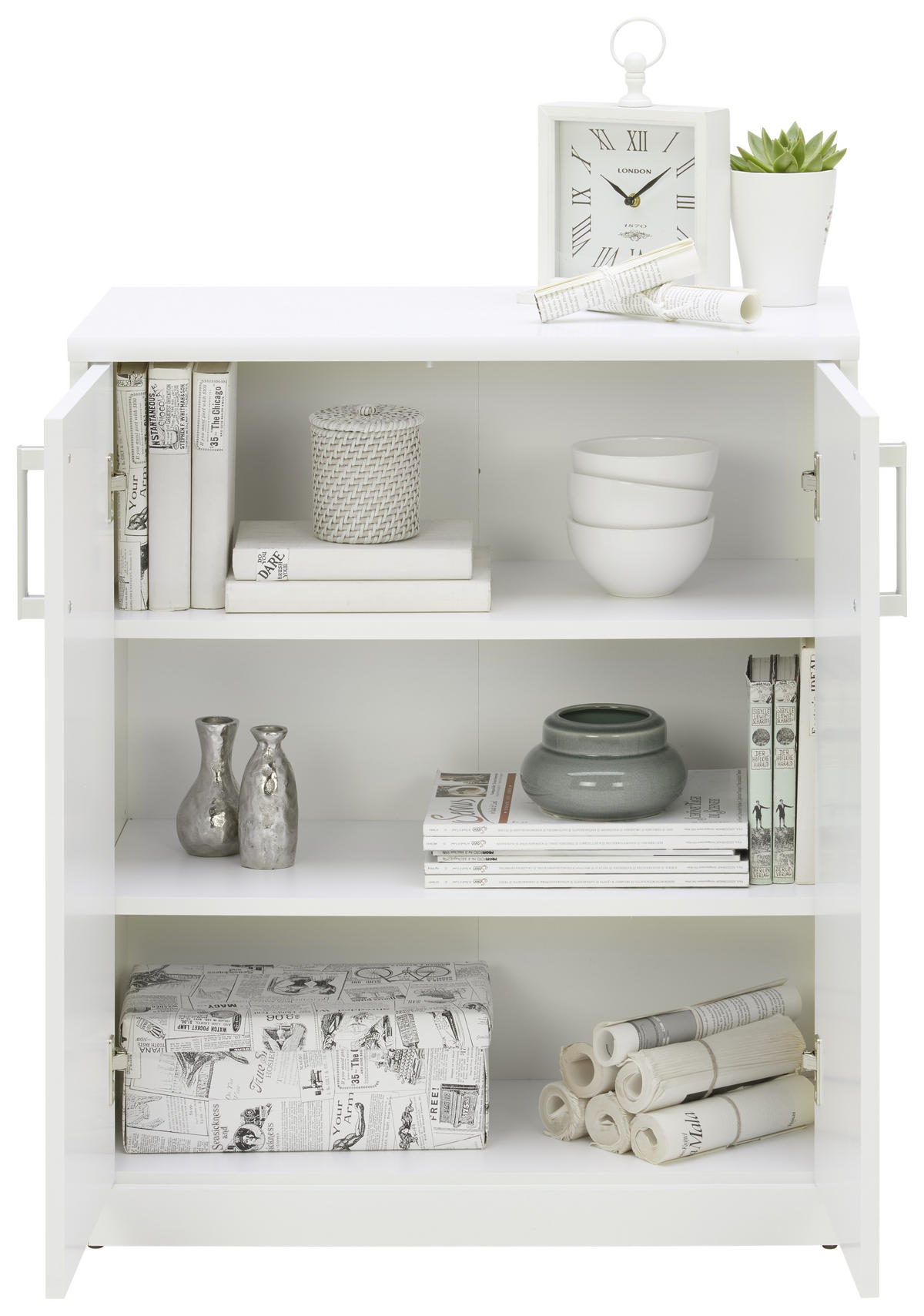 KOMMODE 72,0/84,0/36,0 cm  in Weiss  - Weiss/Silberfarben, Konventionell, Holzwerkstoff/Kunststoff (72,0/84,0/36,0cm) - Xora