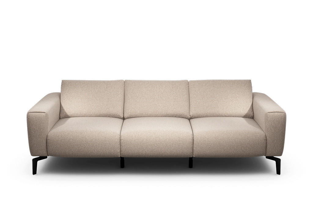 3-SITZER-SOFA Chenille Sandfarben  - Sandfarben/Schwarz, Design, Textil/Metall (250/86/86-94cm) - SENSOO