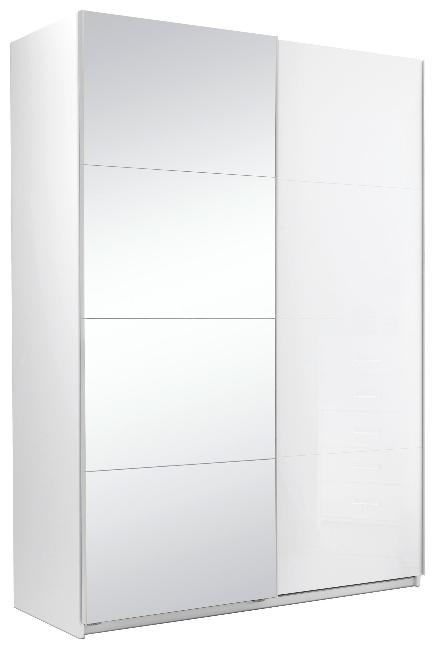 SCHIEBETÜRENSCHRANK 150/210/62 cm 2-türig Weiß  - Weiß Hochglanz/Alufarben, MODERN, Holzwerkstoff/Metall (150/210/62cm) - MID.YOU
