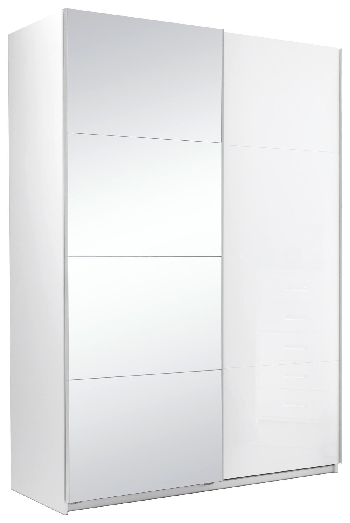 SCHIEBETÜRENSCHRANK 150/210/62 cm 2-türig Weiß  - Weiß Hochglanz/Alufarben, MODERN, Holzwerkstoff/Metall (150/210/62cm) - MID.YOU