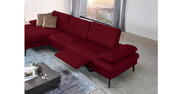 ECKSOFA in Echtleder Dunkelrot 157/325 cm - Schwarz/Dunkelrot, Design, Leder/Metall (157/325cm) - Dieter Knoll