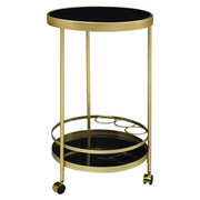 SERVIERWAGEN rund Schwarz, Goldfarben - Goldfarben/Schwarz, Design, Glas/Kunststoff (45/76/45cm) - Carryhome