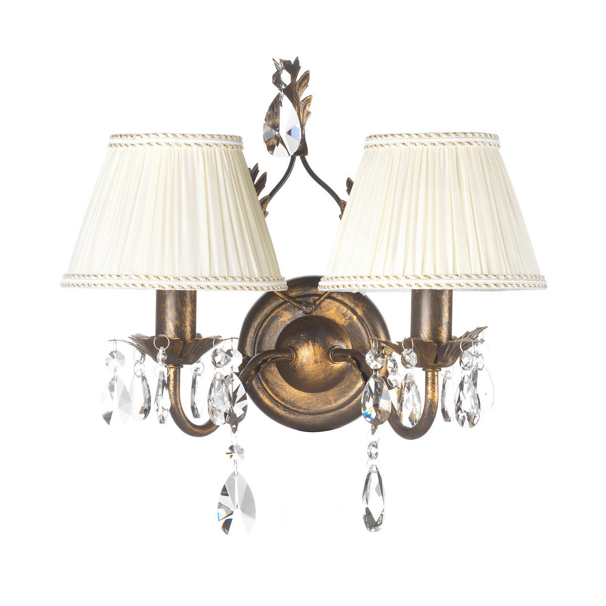 WANDLEUCHTE 34/24/30 cm   - Bronzefarben, KONVENTIONELL, Glas/Textil (34/24/30cm)