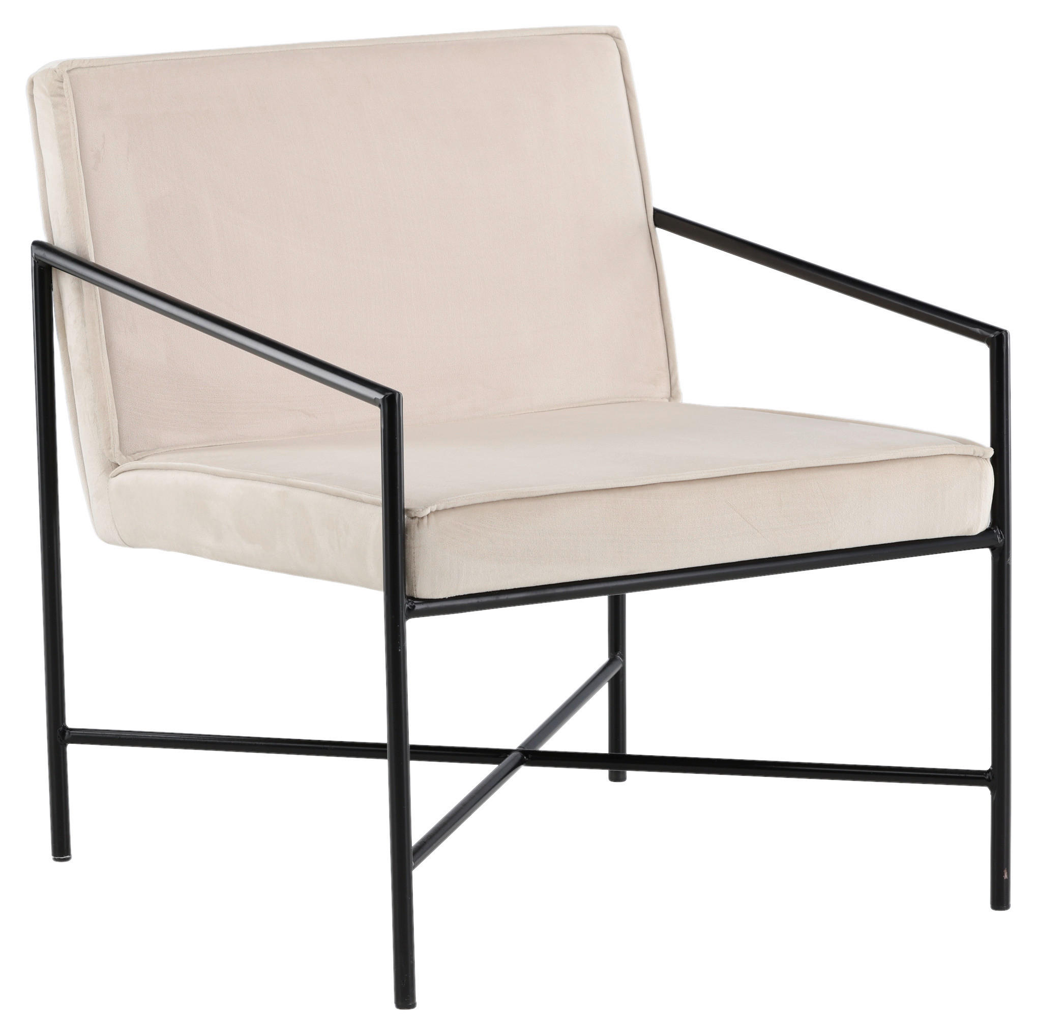SESSEL in Samt Schwarz, Beige  - Beige/Schwarz, Design, Textil/Metall (66/78/65cm) - Livetastic