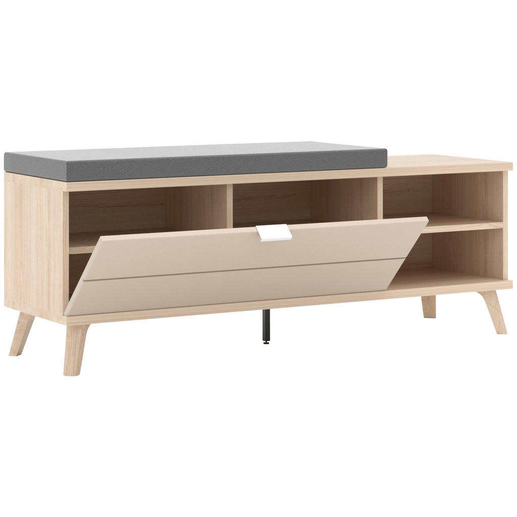 Thumbnail - Stylife Garderobenbank, Eiche, Kaschmir, Metall, 1-Sitzer, Füllung: Polyurethan (Pur), 130x51x38 cm, Garderobe, Garderob...