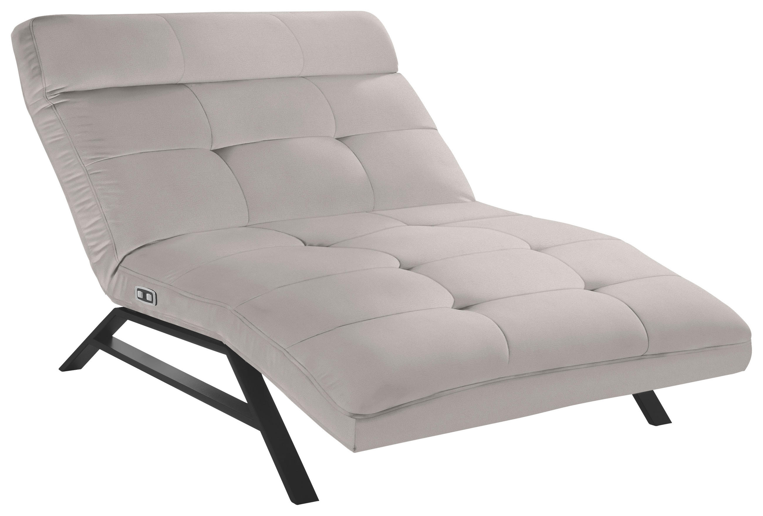 Liege mit motorischer Relaxfkt Echtleder Hellgrau  - Hellgrau/Schwarz, Design, Leder/Metall (120/54-113/158-198cm) - Pure Home Lifestyle