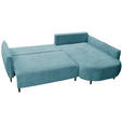 ECKSOFA Blau Chenille  inkl. Zierkissen, Rückenkissen, Nierenkissen, Bettkasten  - Blau/Schwarz, MODERN, Textil/Metall (285/200cm) - Carryhome