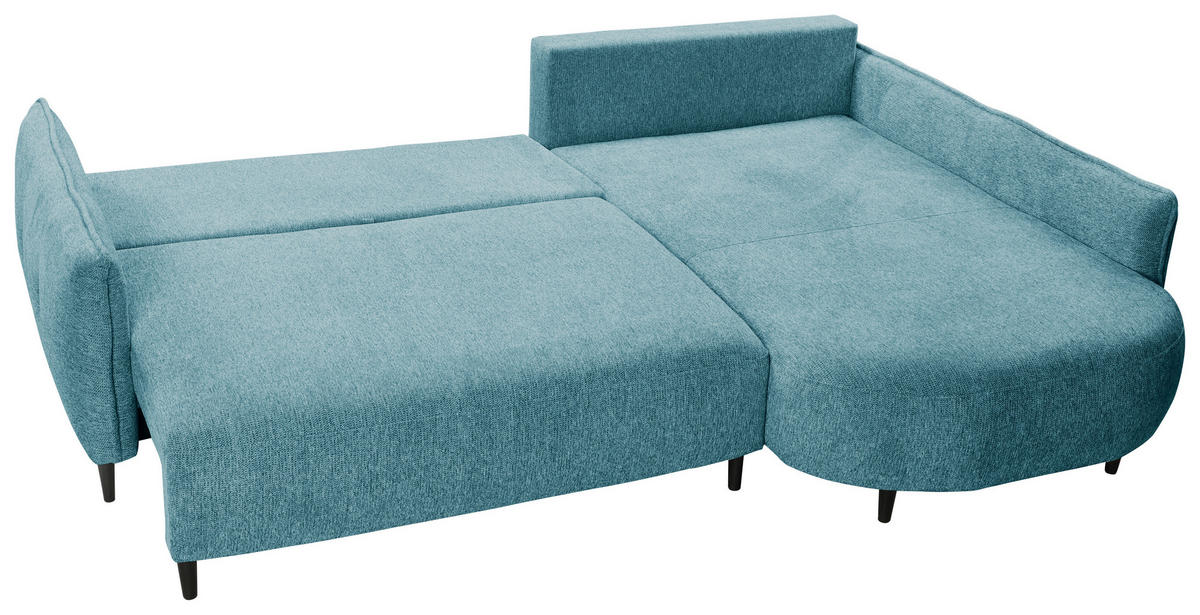 ECKSOFA  in Chenille Blau  285/200 cm  - Blau/Schwarz, MODERN, Textil/Metall (285/200cm) - Carryhome