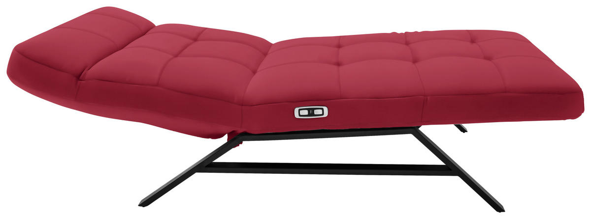 RELAXLIEGE in Echtleder Rot  - Rot/Schwarz, Design, Leder/Metall (120/54-113/158-198cm) - Pure Home Lifestyle