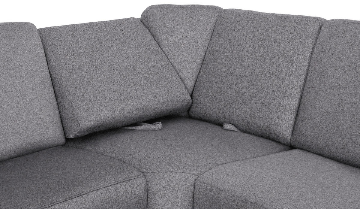 WOHNLANDSCHAFT in Flachgewebe Grau  - Chromfarben/Grau, Konventionell, Textil/Metall (163/336/240cm) - Beldomo System