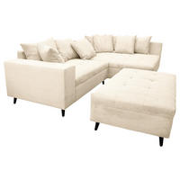 Ecksofa inkl. Hocker tekstil  krem   - crna/krem, Design, tekstil/drvo (247/174cm) - MID.YOU