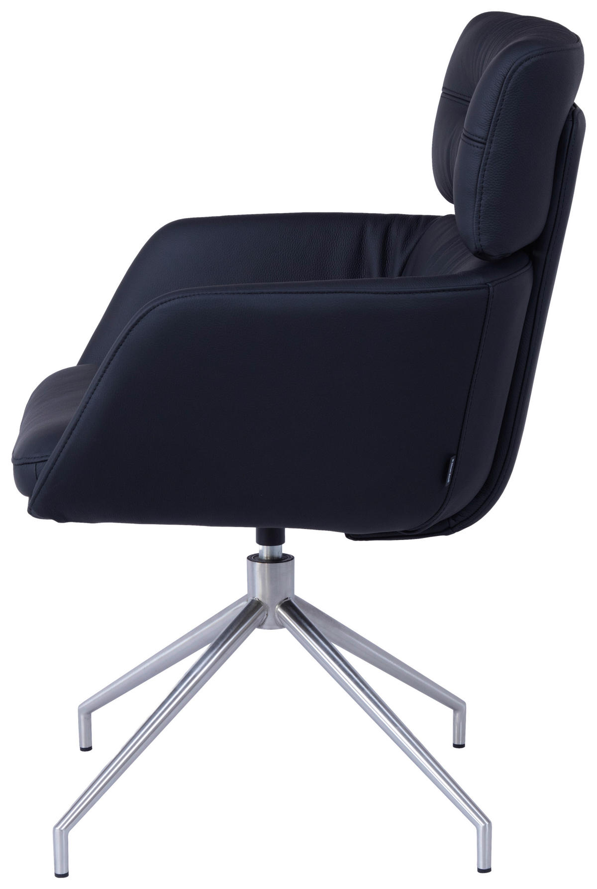 ARMLEHNSTUHL  Sitzfläche 360° drehbar, automatische Rückholfunktion  Echtleder  Schwarz, Edelstahlfarben  - Edelstahlfarben/Schwarz, Design, Leder/Metall (62/92/66cm) - Dieter Knoll