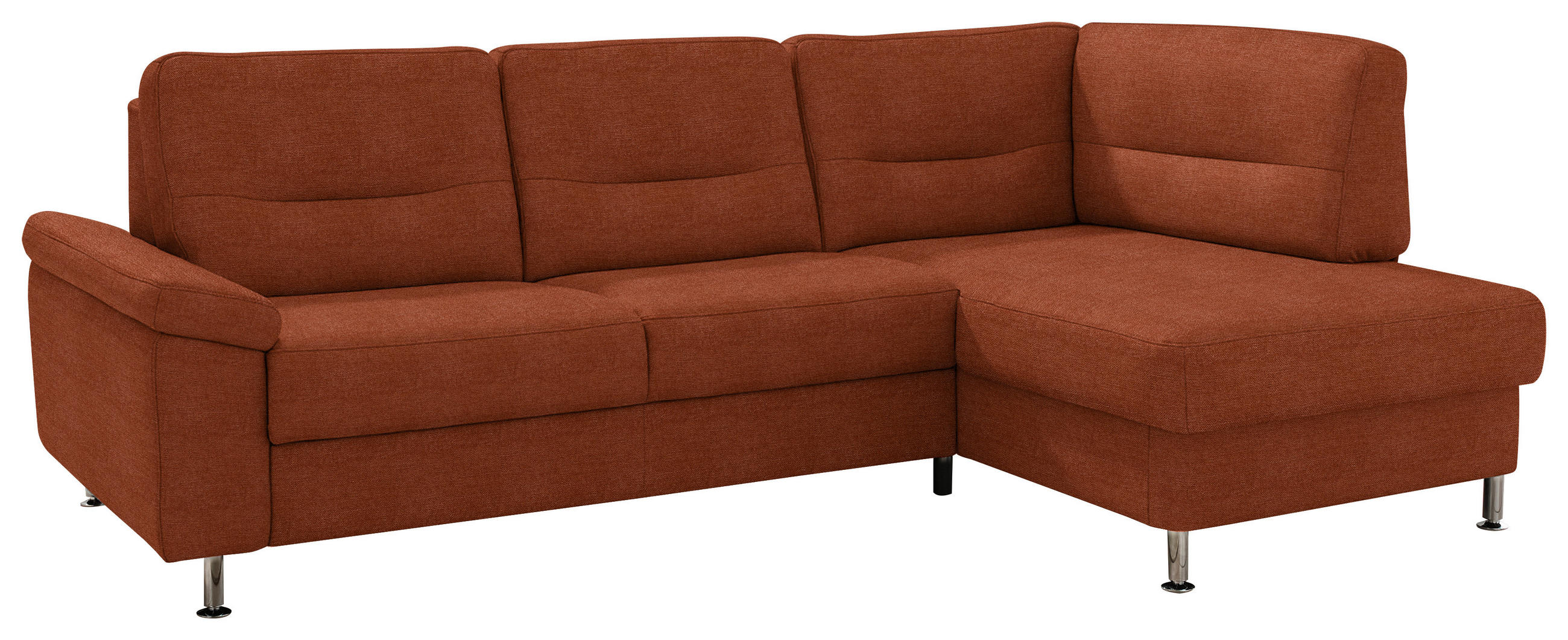 ECKSOFA  in Flachgewebe Terracotta  244/160 cm  - Terracotta/Alufarben, KONVENTIONELL, Textil/Metall (244/160cm) - Beldomo Comfort