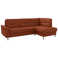 ECKSOFA  in Flachgewebe Terracotta  244/160 cm  - Terracotta/Alufarben, KONVENTIONELL, Textil/Metall (244/160cm) - Beldomo Comfort