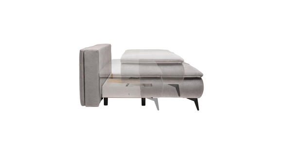 BOXSPRINGSOFA mit Schlafen auf Sitzhöhe, Stoffauswahl, Liegefunktion, Rücken echt Flachgewebe Grau - Schwarz/Grau, Design, Textil/Metall (204/93/100cm) - Novel