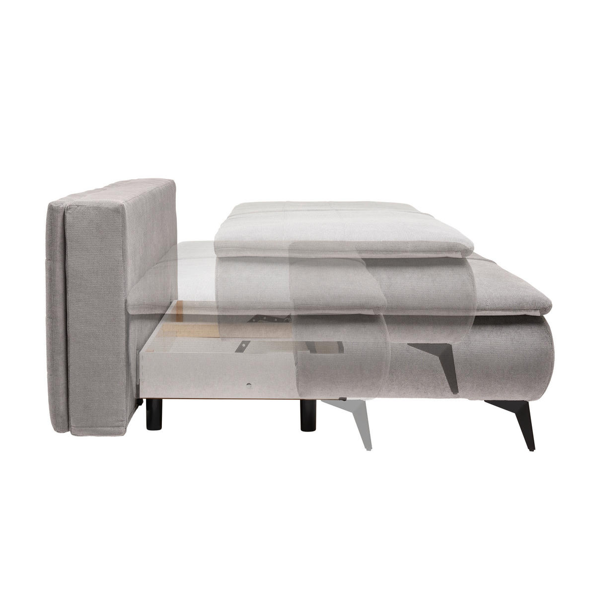 BOXSPRING SOFA siva  - siva/crna, Dizajnerski, tekstil/metal (204/93/100cm) - Novel