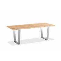 GARTENTISCH 240/95/76 cm  - Edelstahlfarben/Teakfarben, Design, Holz/Metall (240/95/76cm)