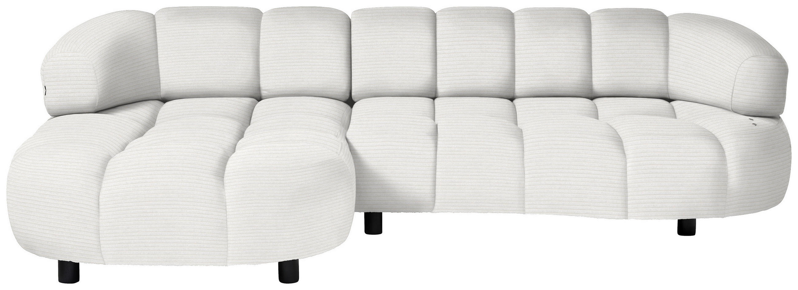 ECKSOFA in Cord, Velours Weiß  183/284 cm  - Schwarz/Weiß, Design, Holz/Textil (183/284cm) - Welnova