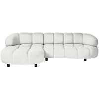 ECKSOFA in Cord, Velours Weiß  183/284 cm  - Schwarz/Weiß, Design, Holz/Textil (183/284cm) - Welnova