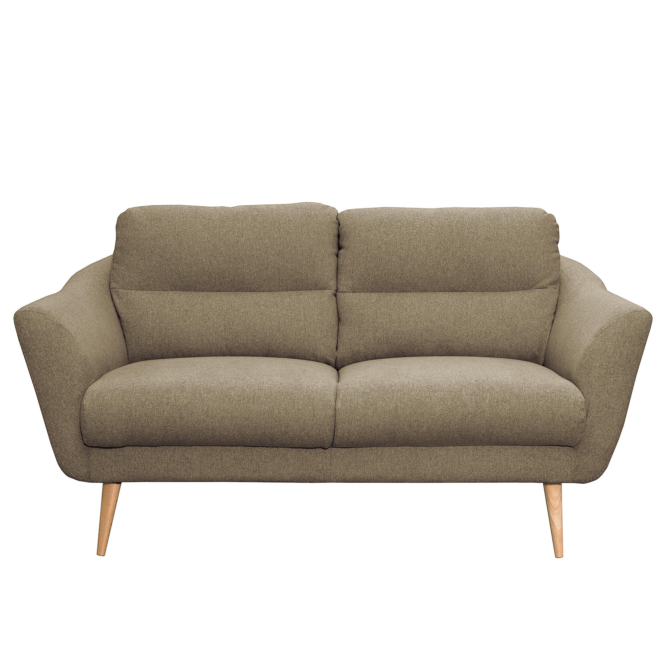 2-SITZER-SOFA Webstoff Braun  - Buchefarben/Braun, Design, Holz/Textil (158/87/88cm) - Livetastic