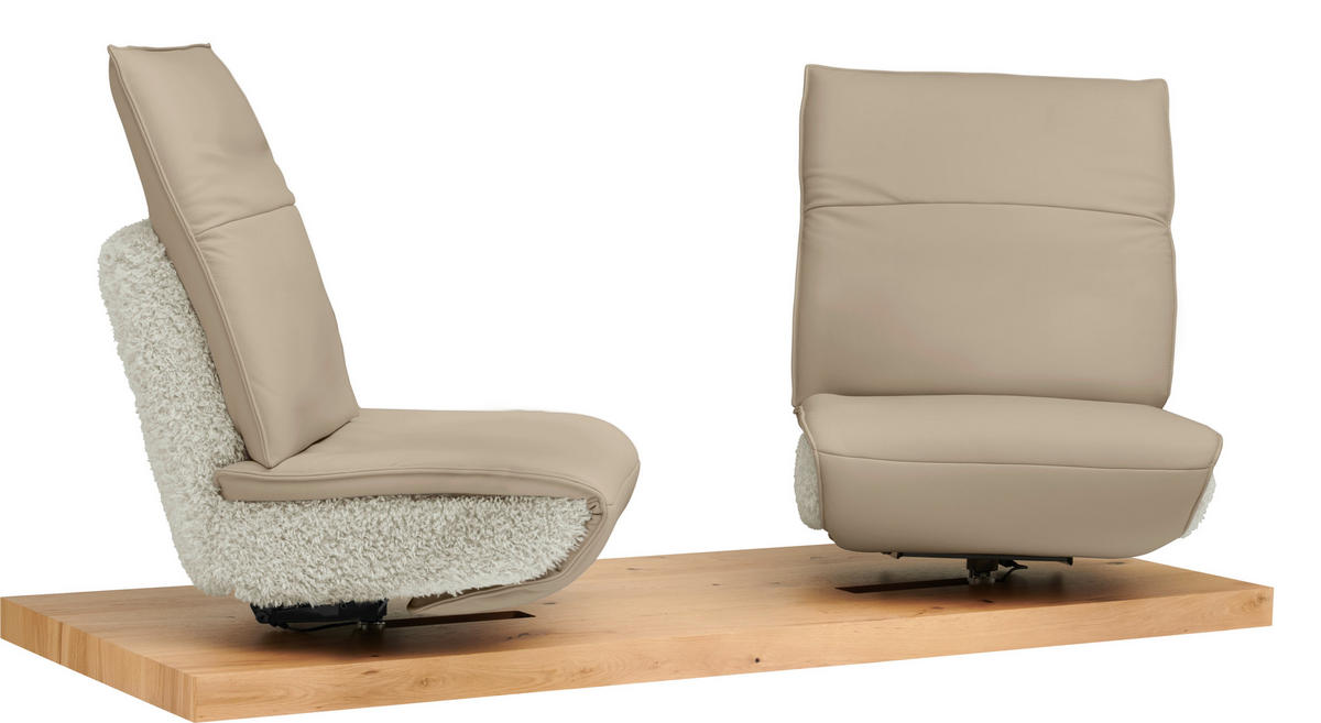 2-SITZER-SOFA  in Hochflor Echtleder Creme, Beige  - Beige/Creme, Design, Leder/Holz (240/65/104cm) - Koinor