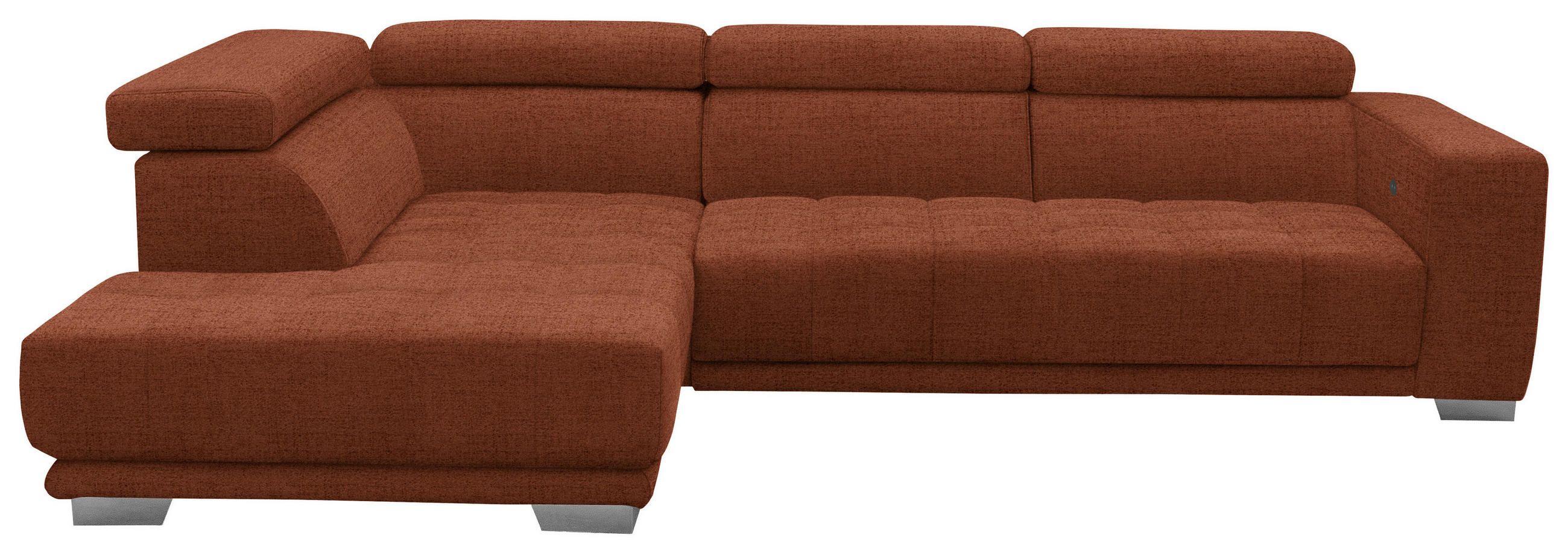 ECKSOFA in Chenille Terracotta  - Chromfarben/Terracotta, Design, Textil (207/301cm) - Xora
