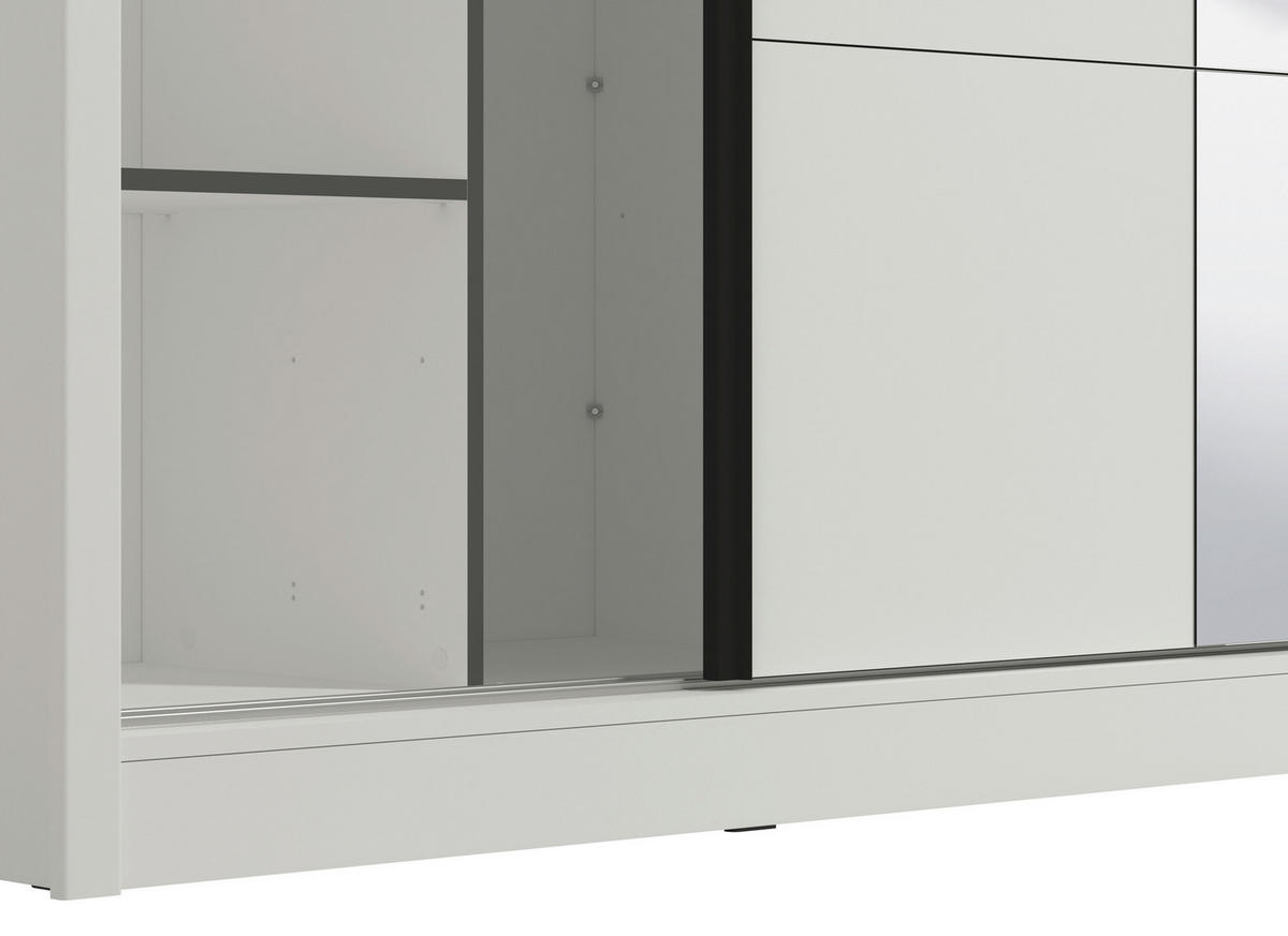 SCHIEBETÜRENSCHRANK 205/215,5/60 cm 2-türig Weiß  - Schwarz/Weiß, MODERN, Holzwerkstoff/Metall (205/215,5/60cm) - MID.YOU