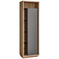 VITRINE Grau, Eiche Artisan  58/183,5/36 cm  - Eiche Artisan/Grau, Design, Glas/Holzwerkstoff (58/183,5/36cm) - Stylife
