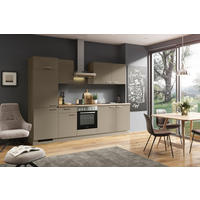 KÜCHENBLOCK 280 cm   in Graubraun  - Edelstahlfarben/Graubraun, Design, Holzwerkstoff/Metall (280cm) - Welnova