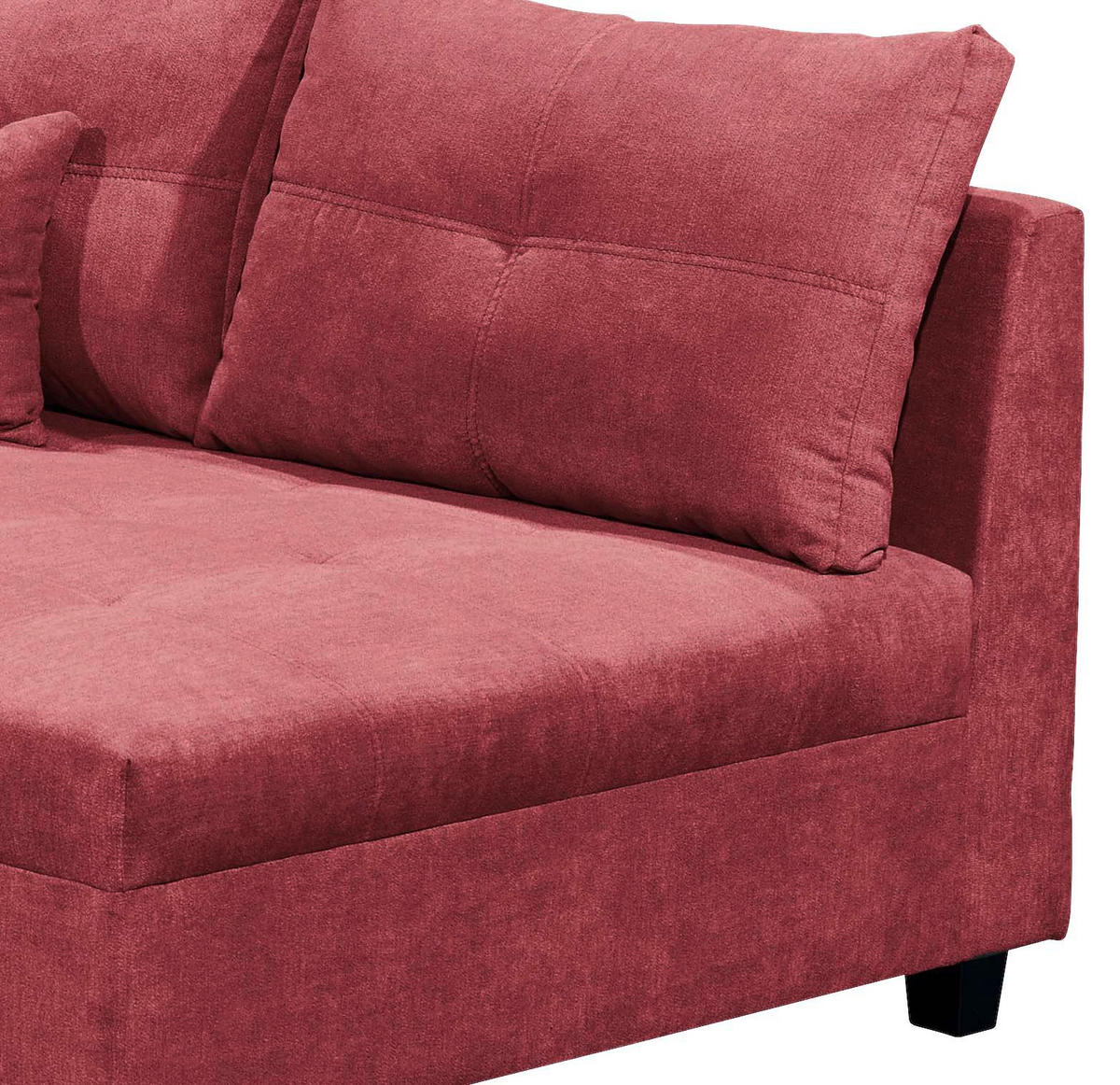ECKSOFA in Mikrovelours Beere  - Beere/Schwarz, Basics, Holzwerkstoff/Kunststoff (248/176cm) - MID.YOU