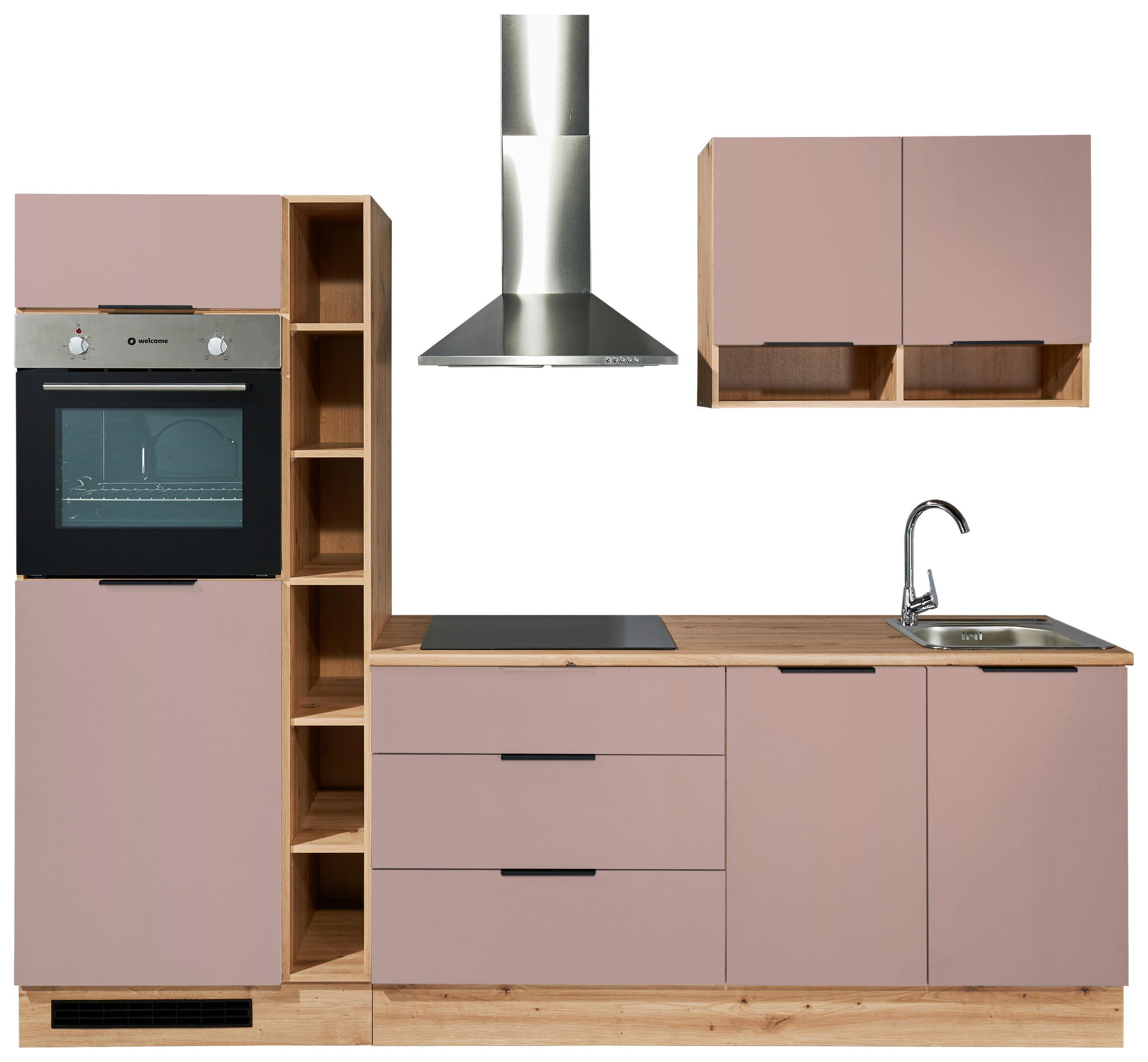 KÜCHENLEERBLOCK 250 cm   in Rosa, Eiche Artisan  - Schwarz/Eiche Artisan, Design, Holzwerkstoff/Kunststoff (250cm) - MID.YOU