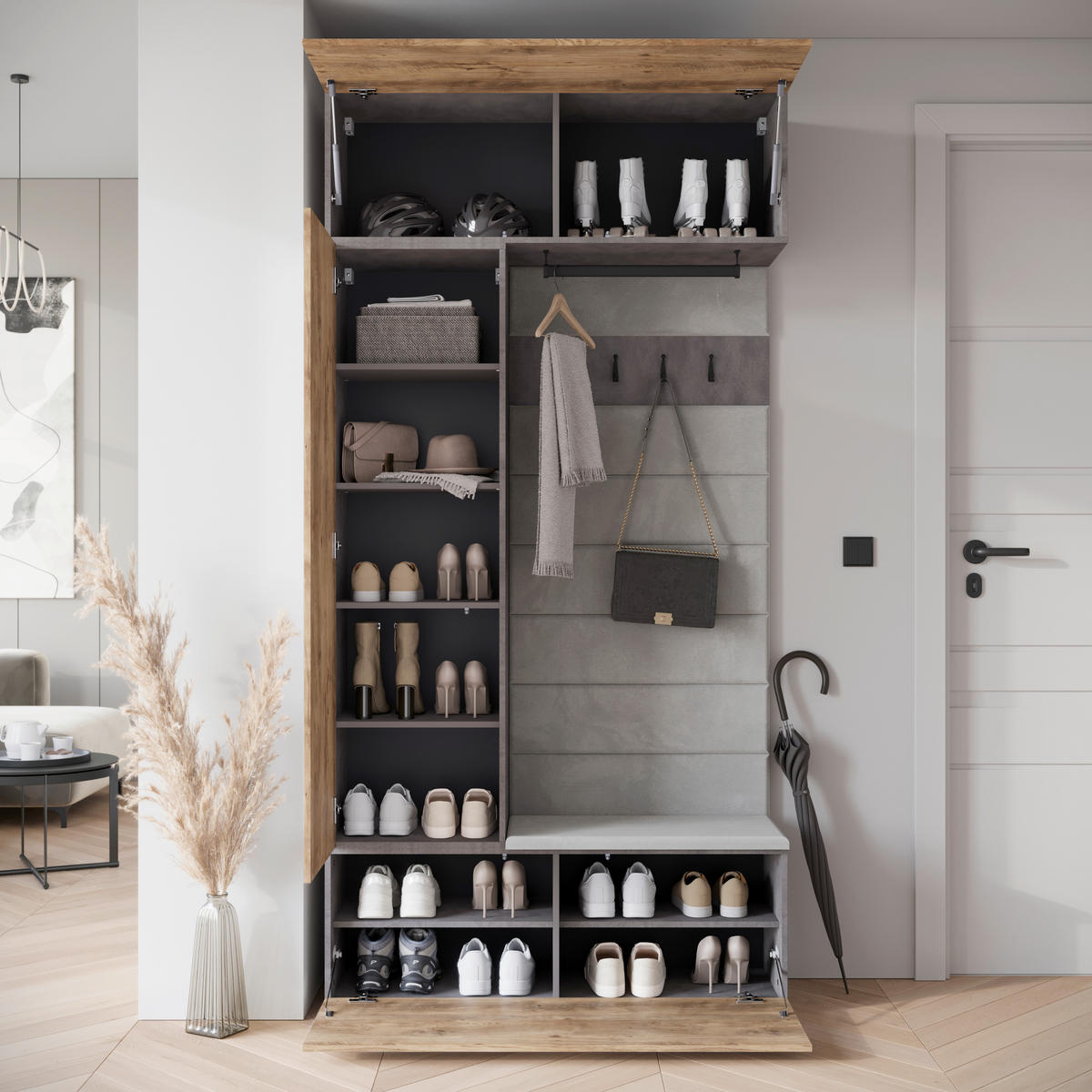 HALLMÖBEL  i 115/231,9/37,5 cm  - kastanjeekfärgad/antracit, Design, trämaterial (115/231,9/37,5cm) - Livetastic