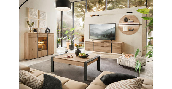 LOWBOARD  211/52/44 cm 1 Schublade(n) stehend, hängend  - Eichefarben/Anthrazit, Natur, Holz/Metall (211/52/44cm) - Valnatura