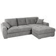 ECKSOFA in Mikrofaser Grau  - Chromfarben/Grau, MODERN, Kunststoff/Textil (276/193cm) - Hom`in