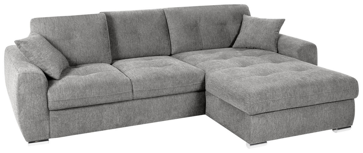 ECKSOFA in Mikrofaser Grau  - Chromfarben/Grau, Modern, Kunststoff/Textil (276/193cm) - Hom`in