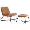 SESSELSET Lederlook (vegan) Hocker    - Schwarz/Braun, Design, Textil/Metall (78/71/75cm) - Livetastic