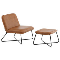 FÅTÖLJ MED FOTPALL i metall, textil brun, svart  - brun/svart, Design, metall/textil (78/71/75cm) - Livetastic