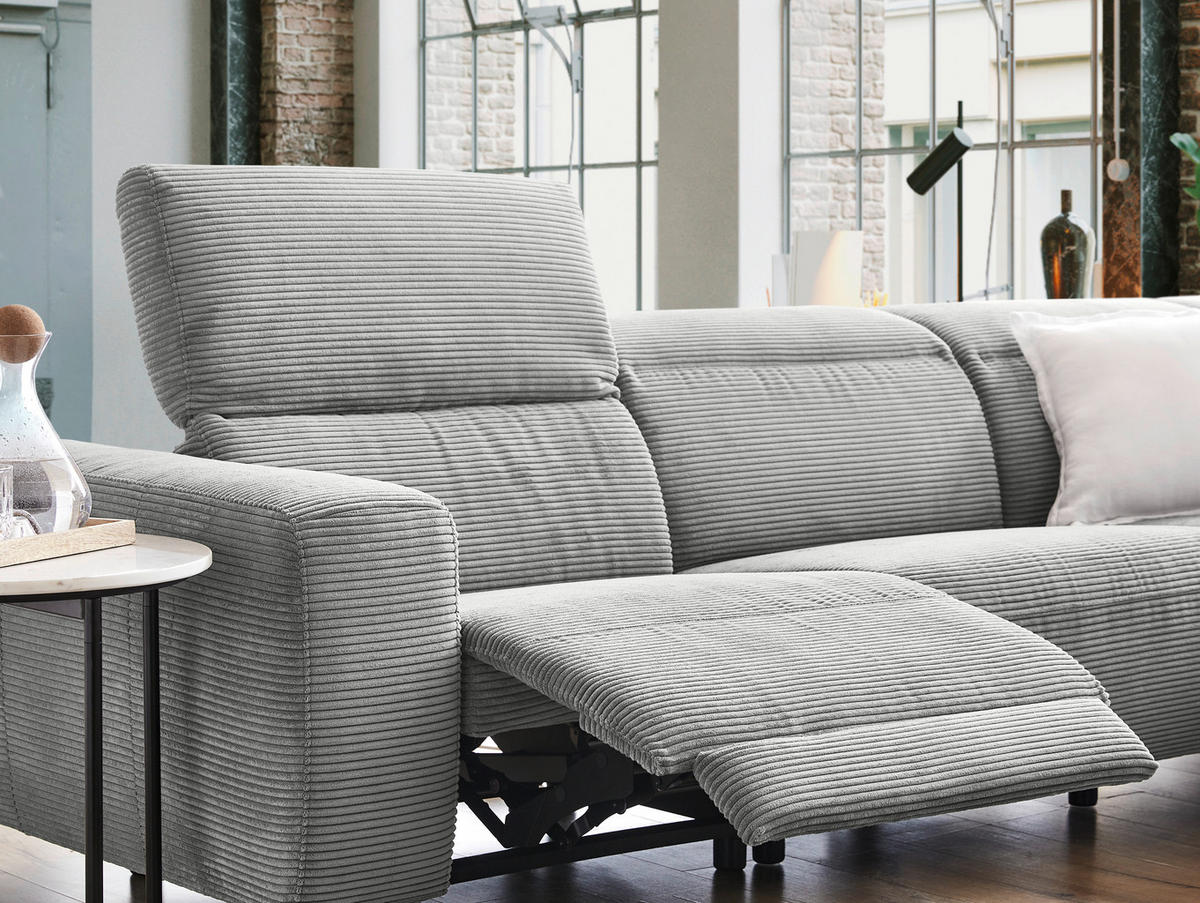 ECKSOFA in Cord Grau  - Schwarz/Grau, Design, Textil (290/223cm) - Pure Home Lifestyle