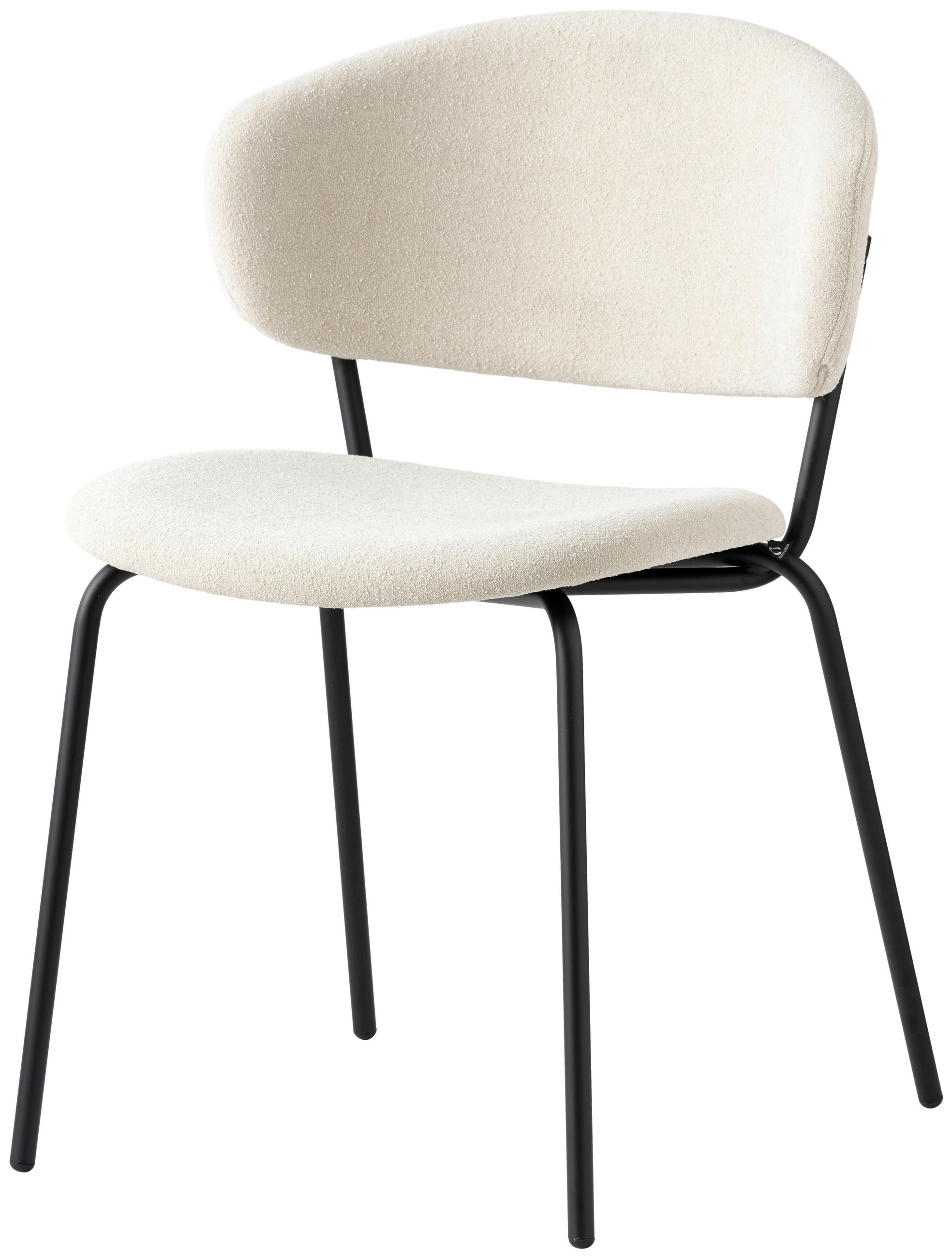 STUHL Bouclé Schwarz, Sandfarben  - Sandfarben/Schwarz, Design, Textil/Metall (49/84/51cm) - Connubia 