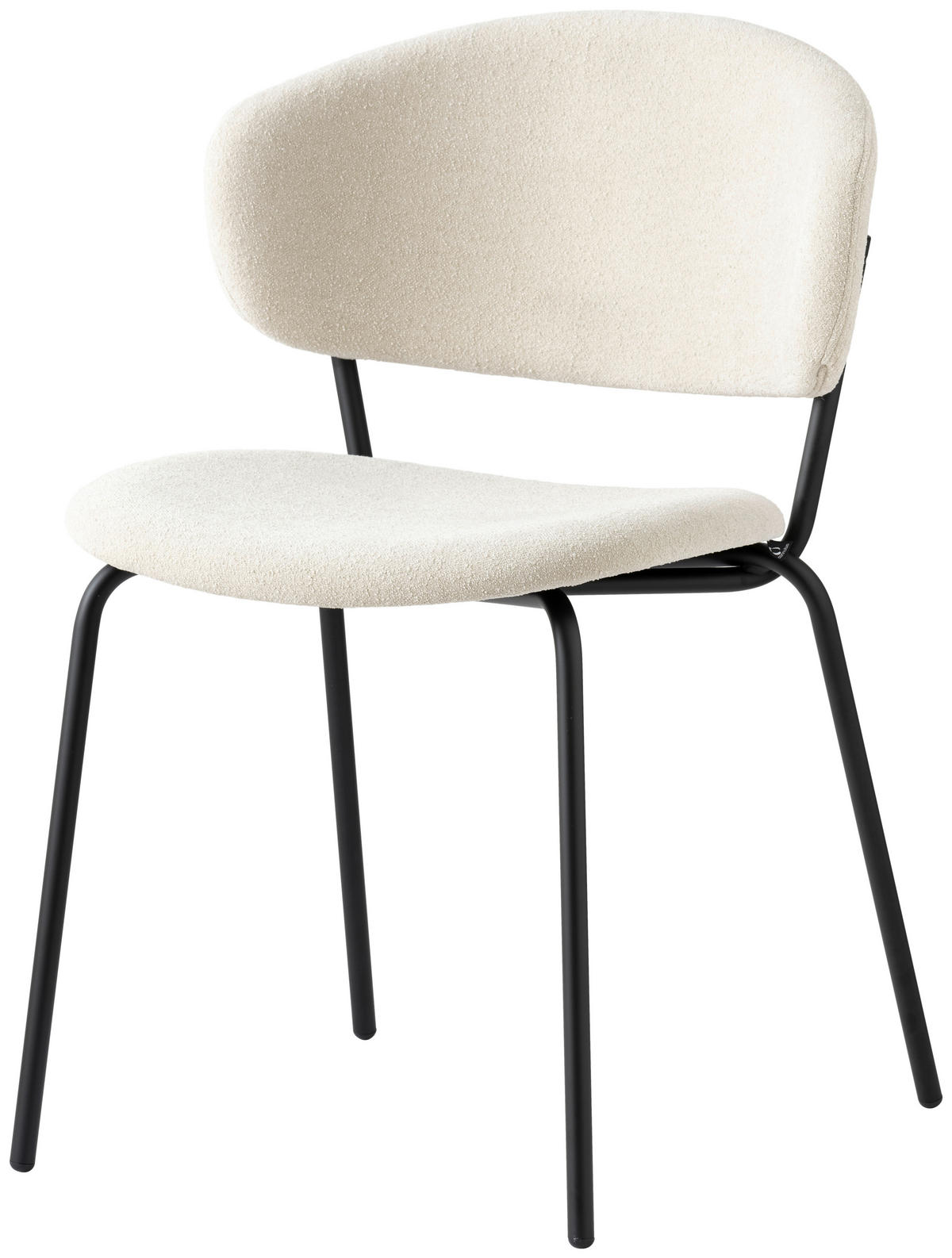 STUHL Bouclé Schwarz, Sandfarben  - Sandfarben/Schwarz, Design, Textil/Metall (49/84/51cm) - Connubia 