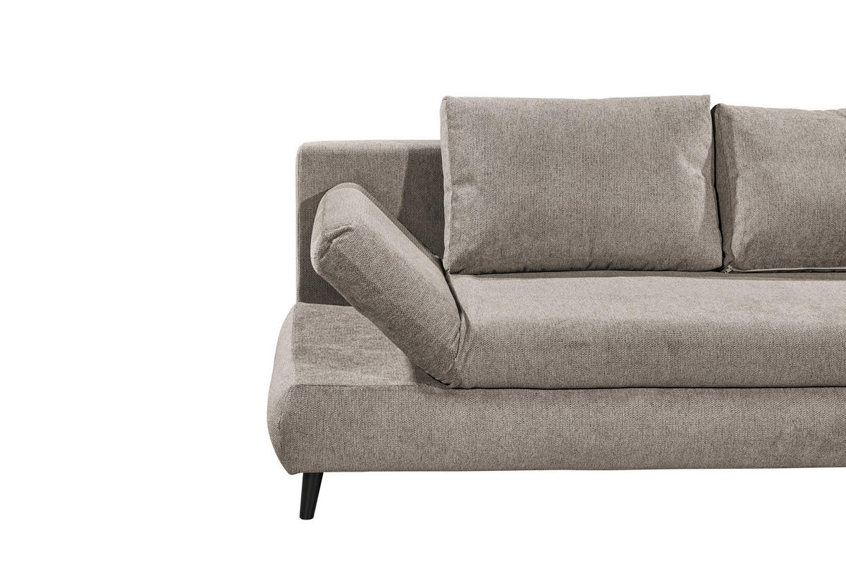 SCHLAFSOFA Mikrofaser Taupe  - Taupe/Schwarz, KONVENTIONELL, Kunststoff/Textil (212/88/101cm) - MID.YOU
