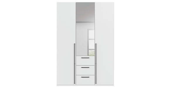 DREHTÜRENSCHRANK 151/223/61 cm,  in Weiß, 3-türig  - Chromfarben/Schwarz, Basics, Glas/Holzwerkstoff (151/223/61cm) - Novel