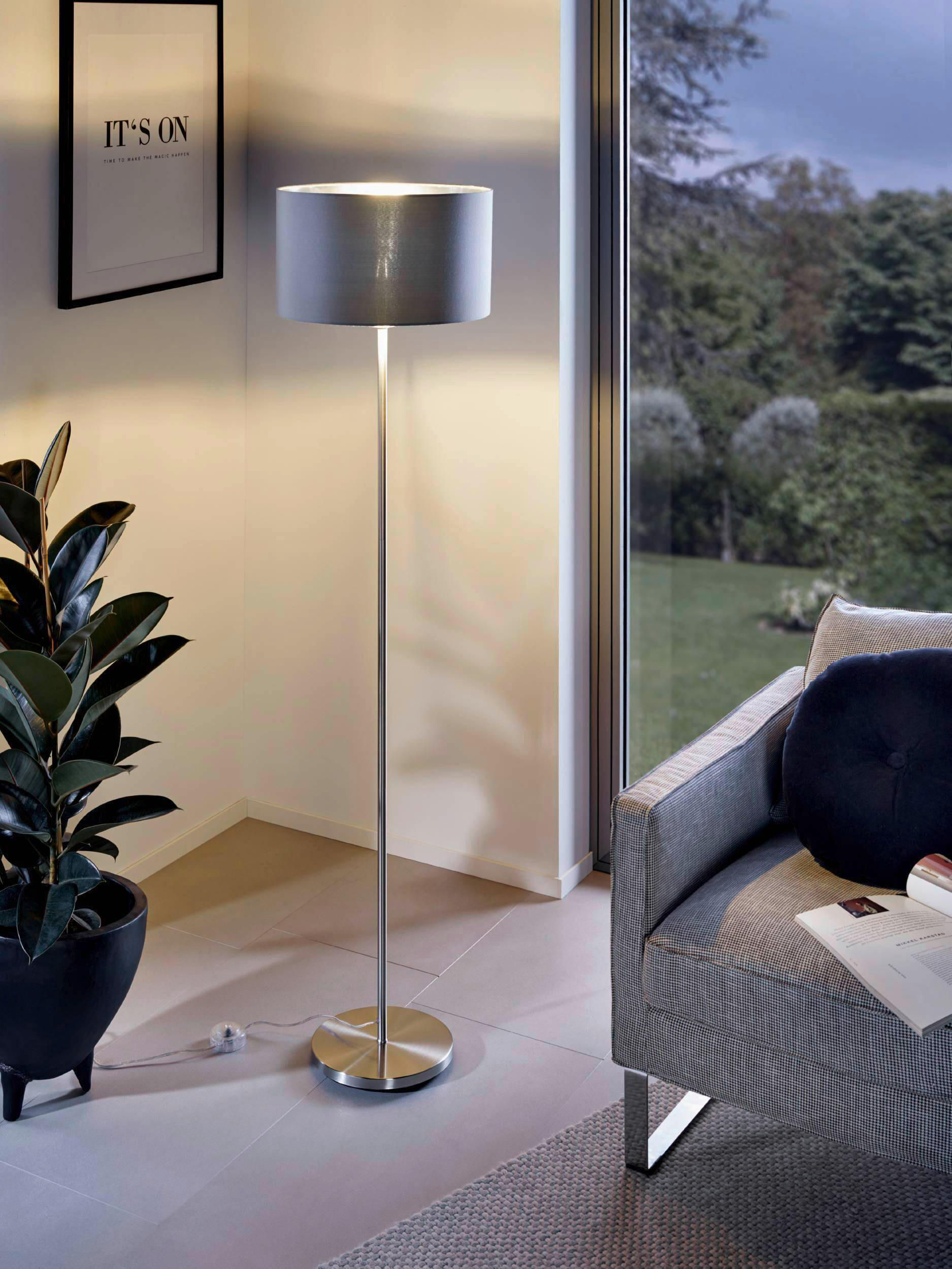GOLVLAMPA Maserlo 38/151 cm    - silver/grå, Klassisk, metall/textil (38/151cm) - Eglo