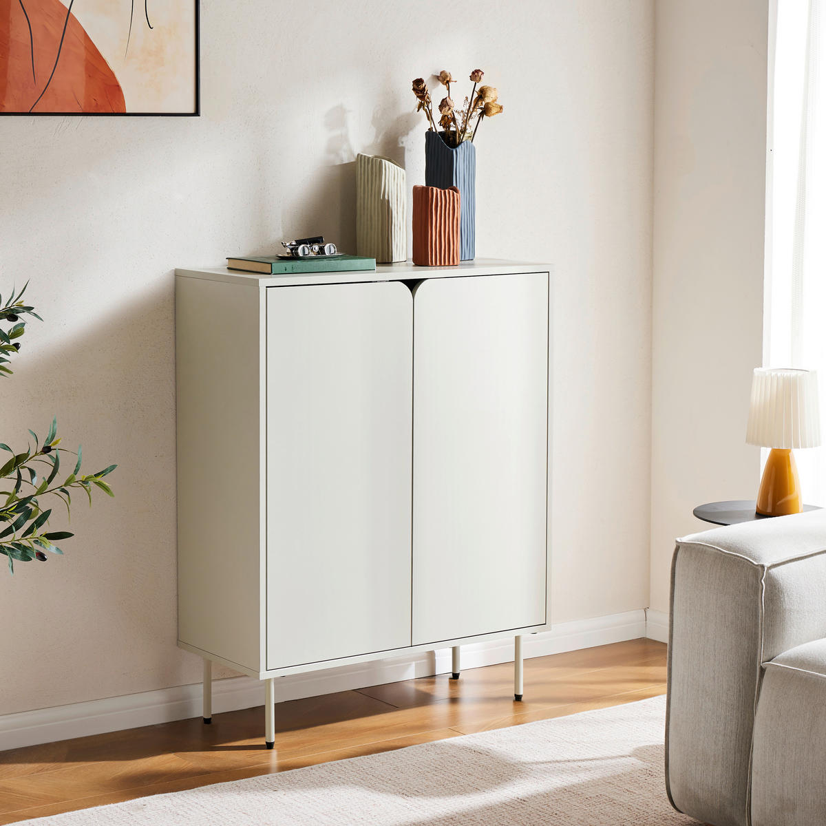 HIGHBOARD  in 80/103/35 cm  - Seidengrau, Design, Holzwerkstoff/Metall (80/103/35cm) - Xora