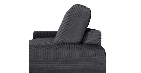 ECKSOFA Anthrazit Cord Rückenkissen, Bettkasten, Schlaffunktion, Rücken echt, Liegefläche im Originalstoff  - Anthrazit/Schwarz, KONVENTIONELL, Textil/Metall (240/150cm) - Carryhome