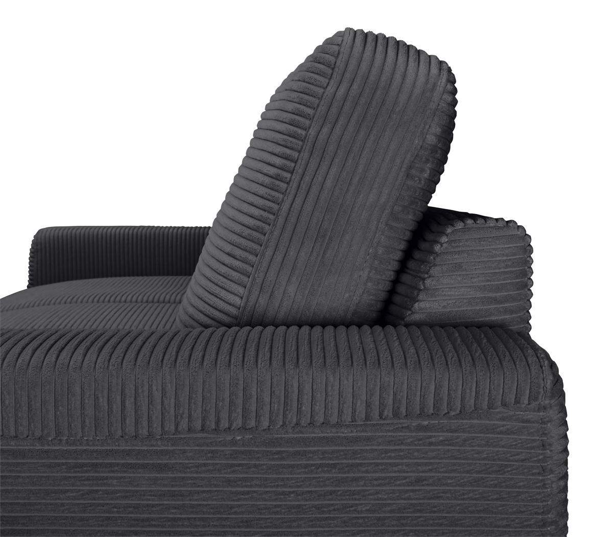 ECKSOFA Anthrazit Cord  - Anthrazit/Schwarz, KONVENTIONELL, Textil/Metall (240/150cm) - Carryhome