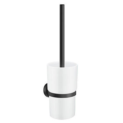 WC-BÜRSTENGARNITUR in Metall  Kunststoff   - Schwarz/Weiß, Basics, Glas/Kunststoff (9,8/38/11,8cm)